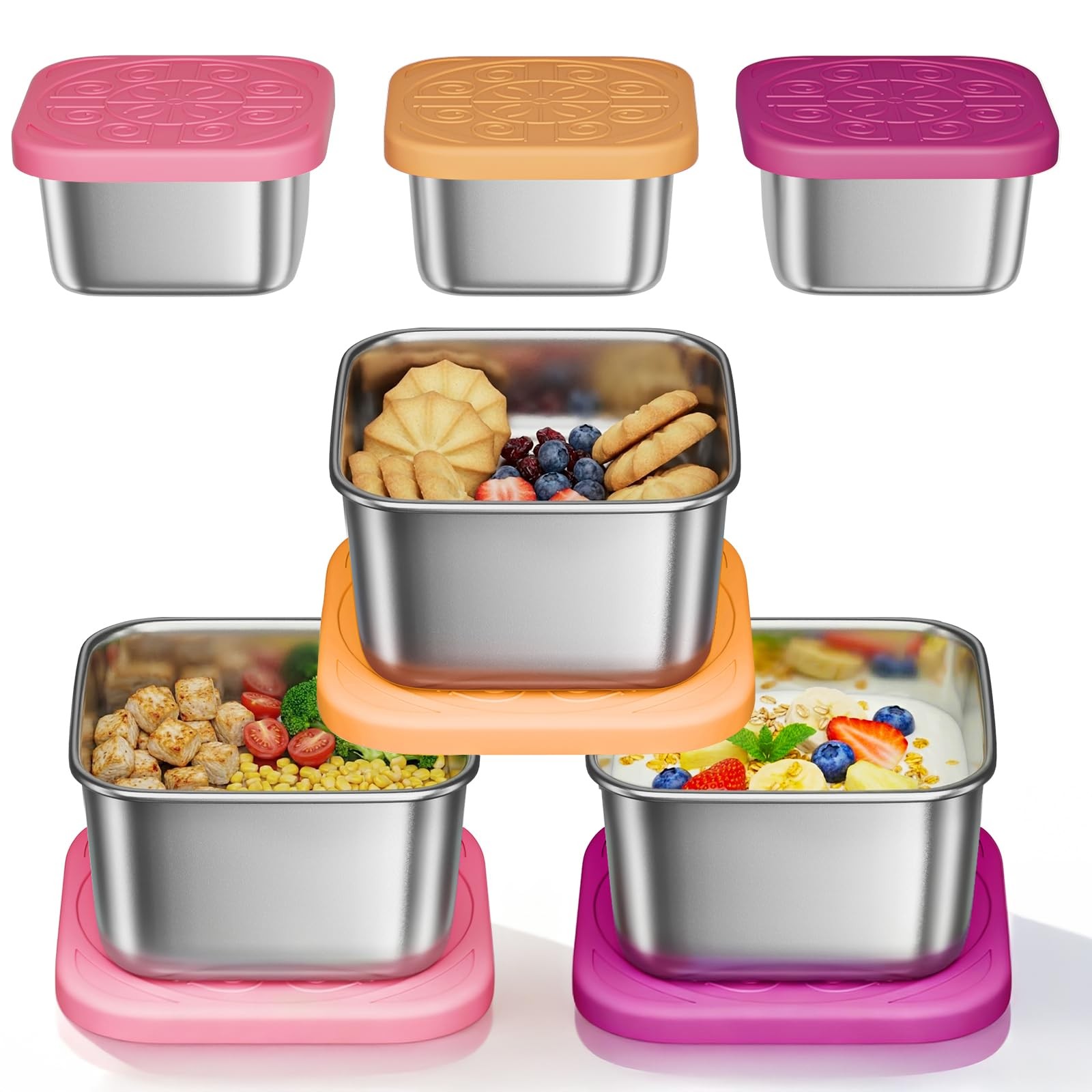 3 Pack 6oz Stainless Steel Snack Containers and 3 2oz Salad Dressing To Go gallery