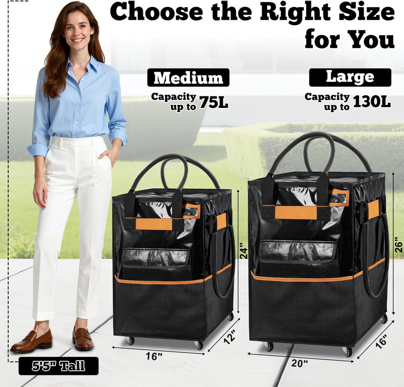 Large 130L Reusable Grocery Bag on Wheels - Lightweight & Durable Tote gallery