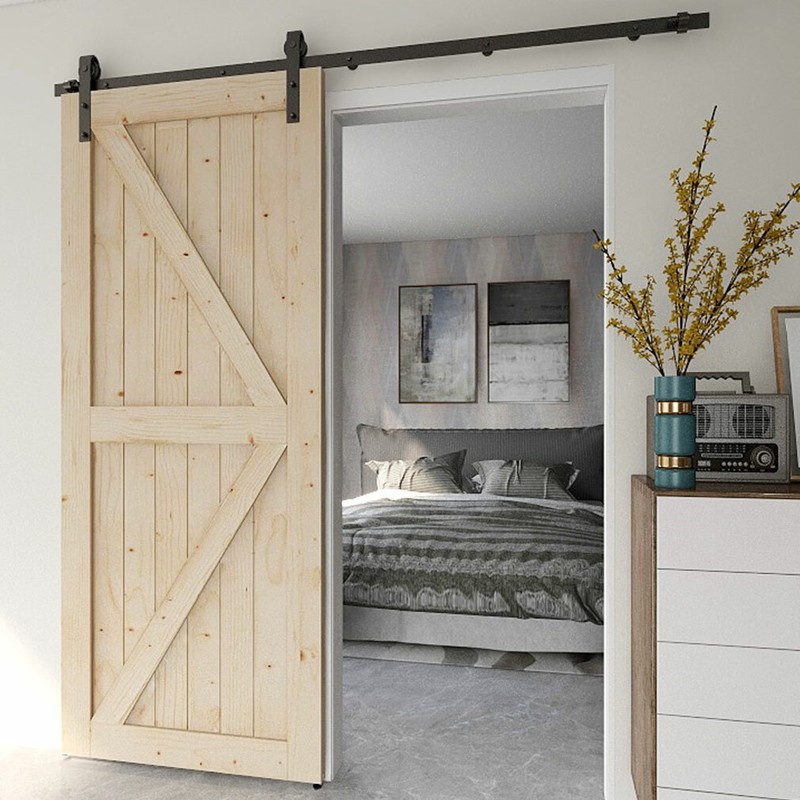 Sliding Barn Door Hardware Kit 4FT/5FT/6FT/6.6FT/7FT/8FT for Single/Double Doors gallery