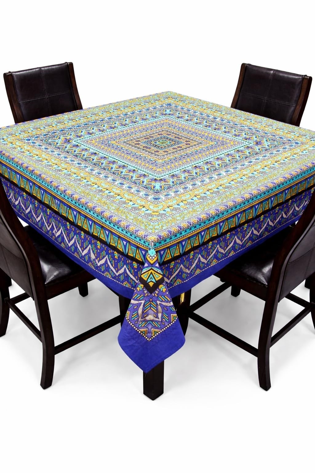 India Arts Geometric Pattern Square Cotton Tablecloth 70 X 70 Multi Color gallery