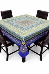 India Arts Geometric Pattern Square Cotton Tablecloth 70 X 70 Multi Color