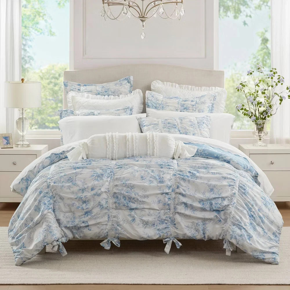 New Armoire Collection Full/Queen Toile Floral Comforter - Blue gallery
