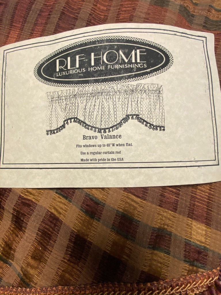 RLF Home Bravo Valance Warm Brown/Rust/Gold Plaid Check Made in USA Fits 48" gallery