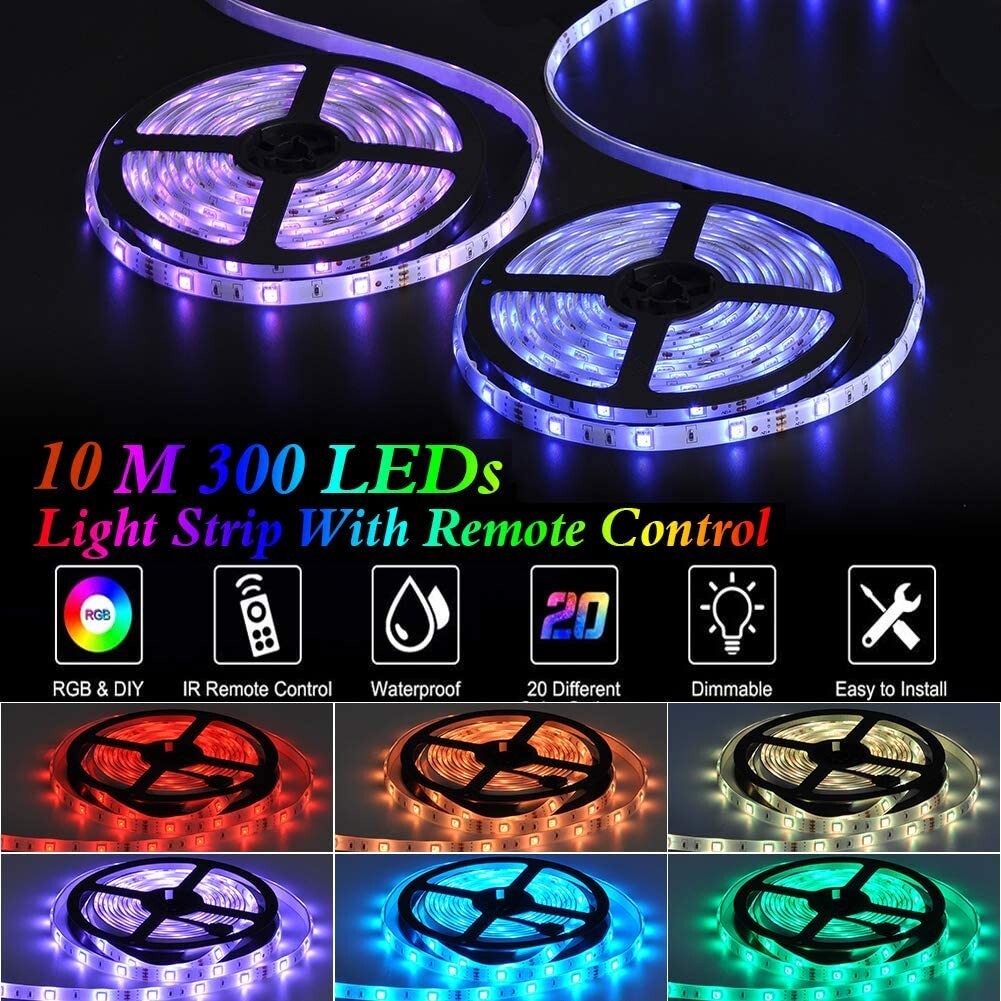 32ft LED Strip Lights Remote Control Bedroom Waterproof for Indoor Outdoor Use gallery