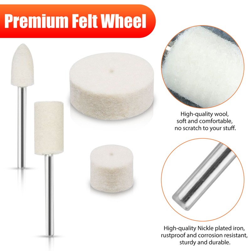 129Pcs Wool Felt Polishing Buffing Pads Waxing Head Wheel for Dremel Accessories gallery