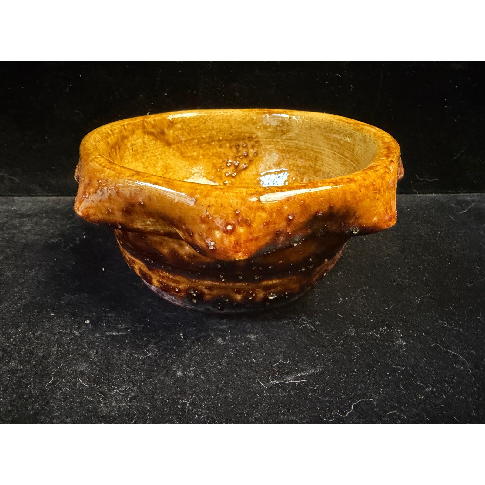 Studio Pottery Glazed Planter Amber Brown Drip Glaze Signed Succulent Pot gallery