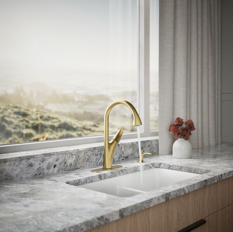Kohler Brushed Gold Transitional Pull Down Kitchen Faucet 1PREC26448-SD-2MB-AA gallery