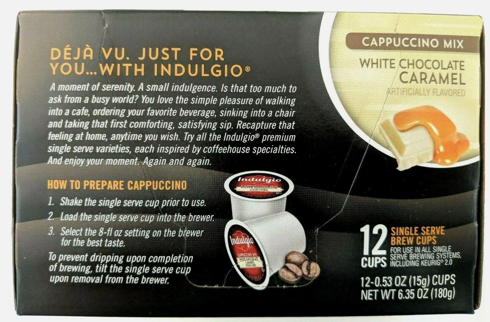 (48) Indulgio White Chocolate Caramel Cappuccino K-cups (4 Boxes X 12) Keurig gallery