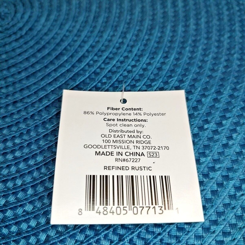 Round Braided Woven Placemat Polypropylene Polyester Teal Blue Gray Grey 14" gallery