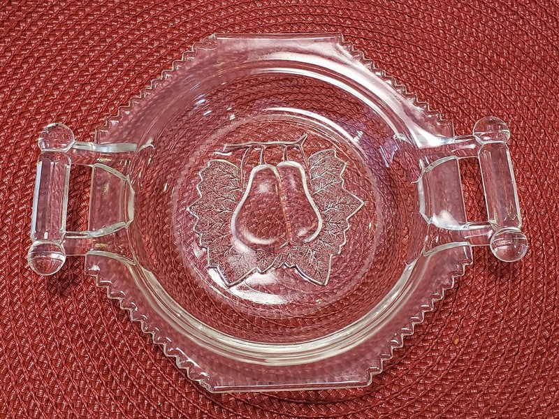 Vintage Unsigned Pressed Glass Two Piece Butter Dish, Domed Lid Cover, Handles gallery