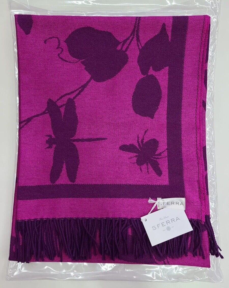 Sferra Floreale Throw Purple Wool Silk Blend gallery