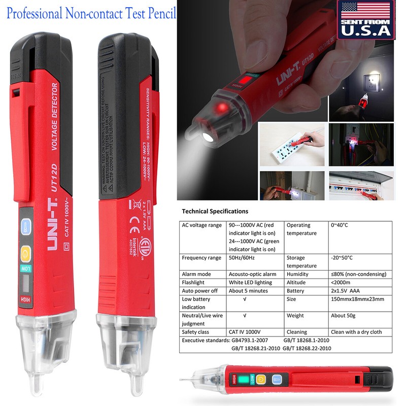 LED AC Electrical Voltage Power Detector Sensor Tester Non-Contact Pen 90-1000V gallery