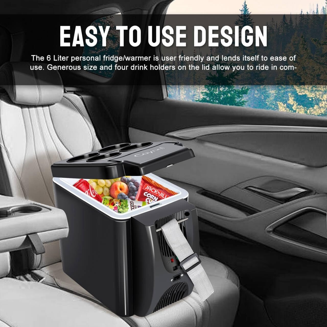 6 Liter Small Fridge Portable Electric Cooler Warmer with 12V DC 6 Quart for Car gallery