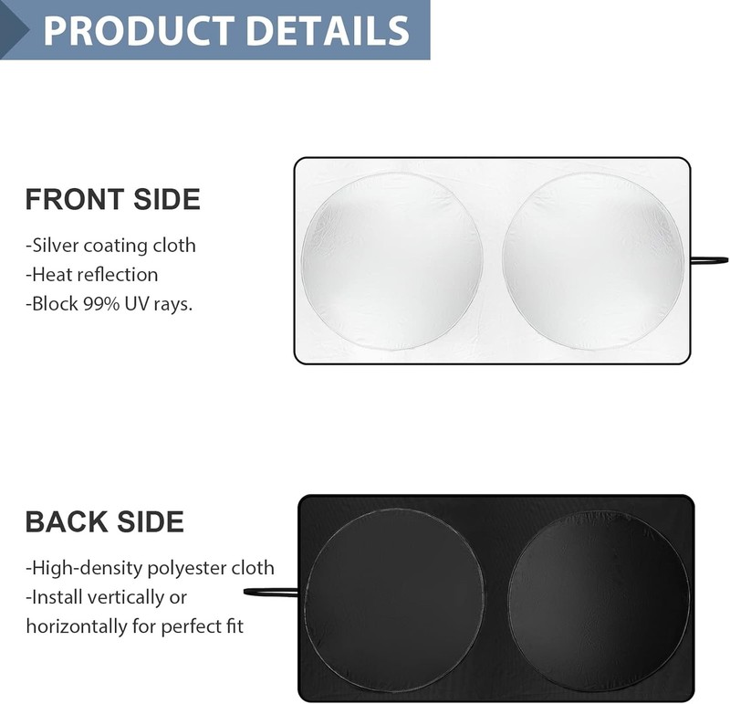 Windshield Sun Shade with Storage Pouch for Suvs, Durable 190T Polyester Sun Shi gallery