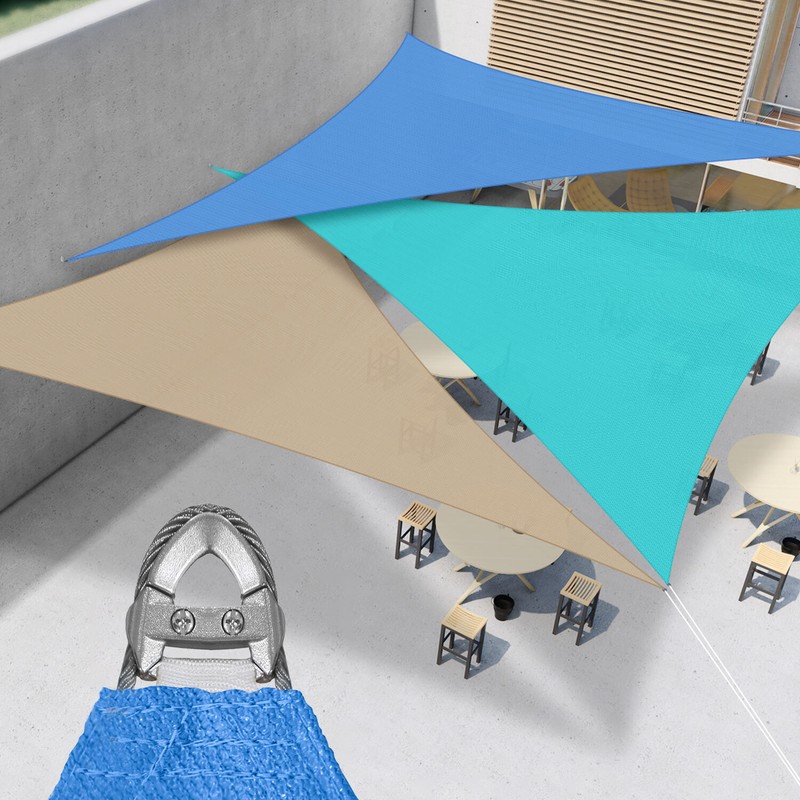 16/17/18ft Blue Triangle Outdoor Pool Patio Deck Steel Cable Sun Shade Sail gallery