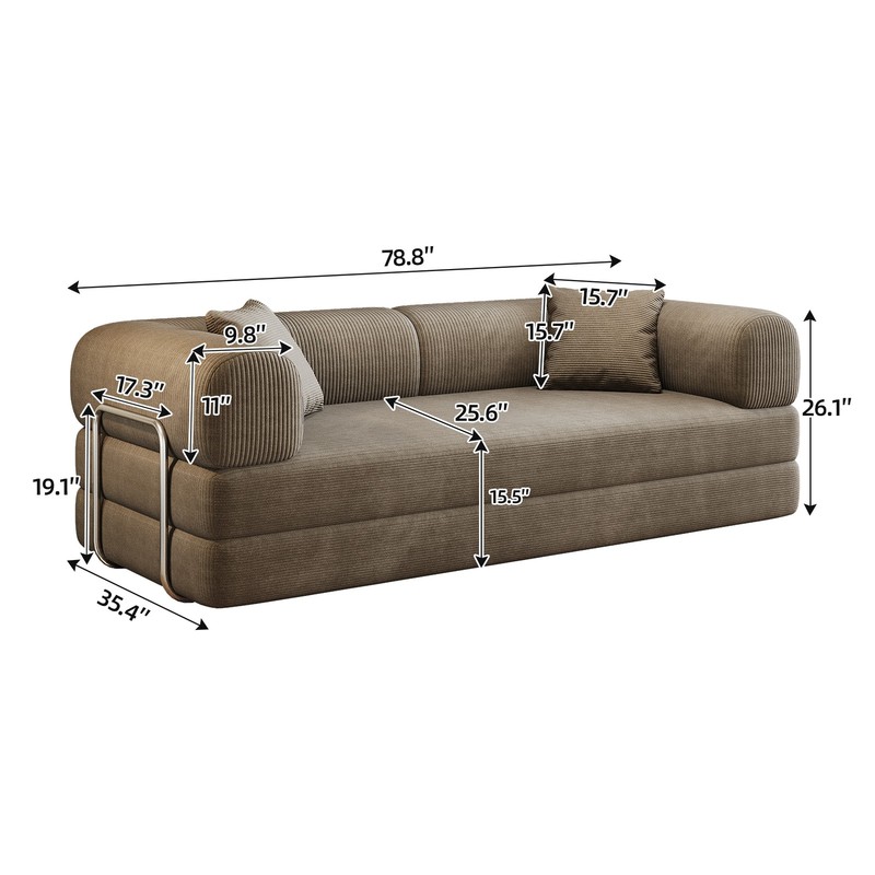 78.8" Compression Sofa Convertible Floor Sofa Bed Pillow Back Support Armrest gallery