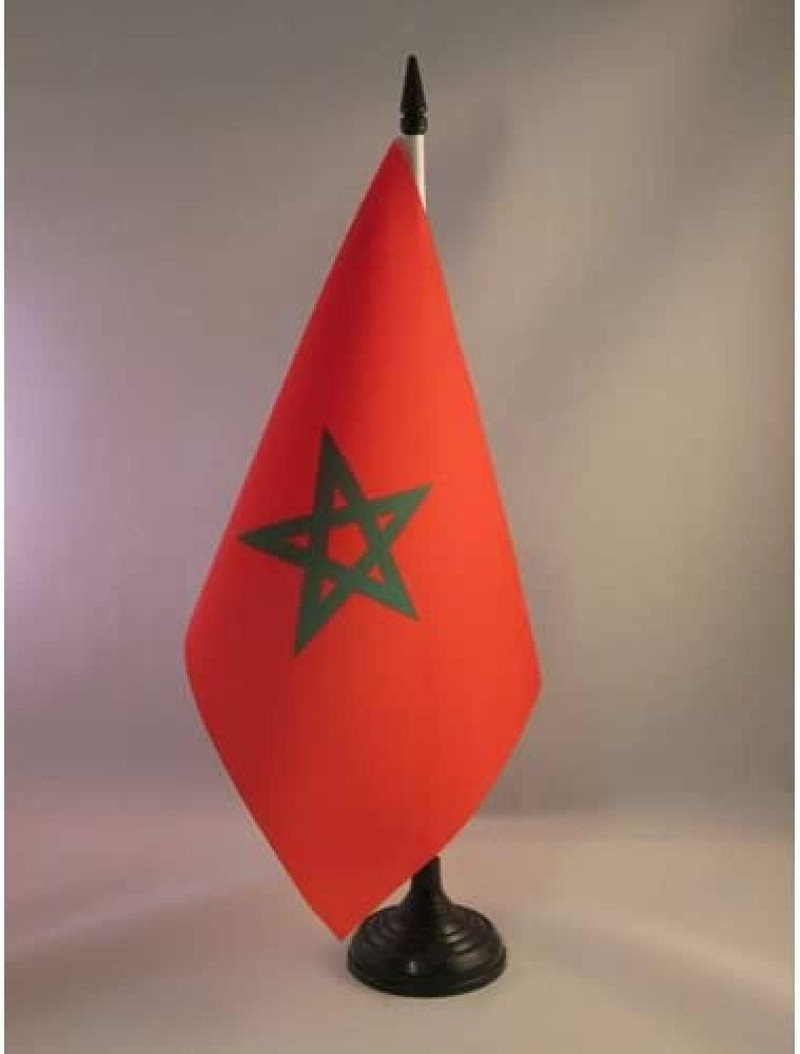Morocco Table Flag 5'' X 8'' - Moroccan Desk Flag 21 X 14 Cm - Black Pl gallery