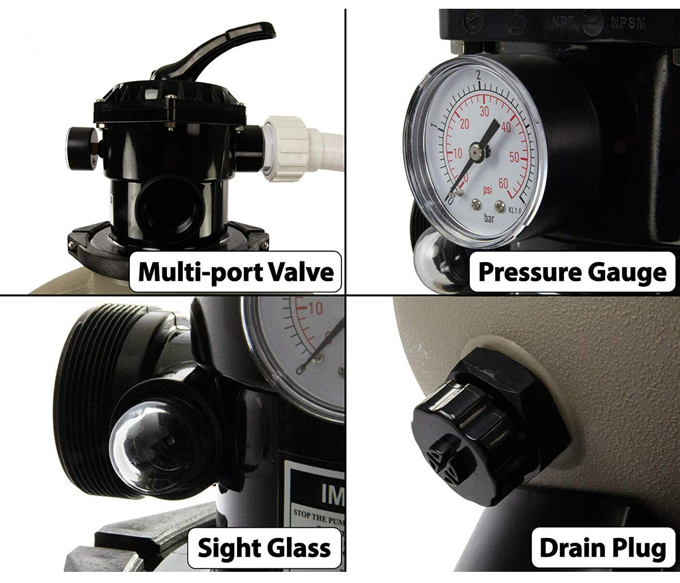 Above Ground Swimming Pool Sand Filter w/ Valve & Base (Choose Tank Size) gallery