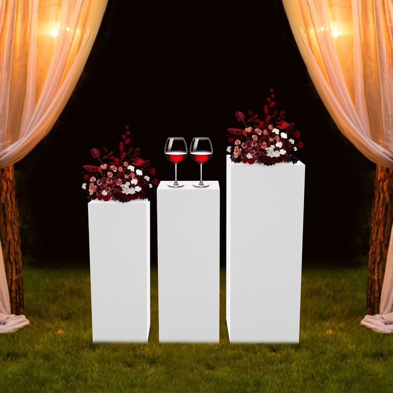 Metal Cube Pedestal Table Display Riser Flower Sculputure Lamp Base Stand 3pcs gallery