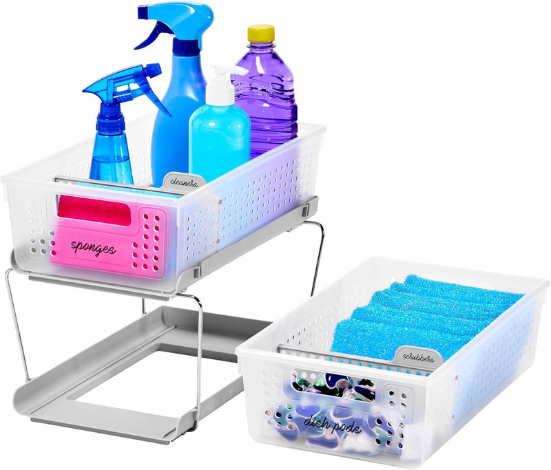 2 Tier Bath Organizer, Undersink Storage with Sliding Drawers, for Cleaning Supp gallery