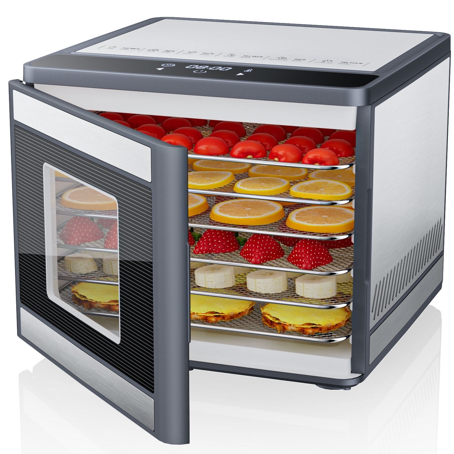 TINANA Food Dehydrator Machine with 6 Stainless Steel Trays, Precise Timer and gallery
