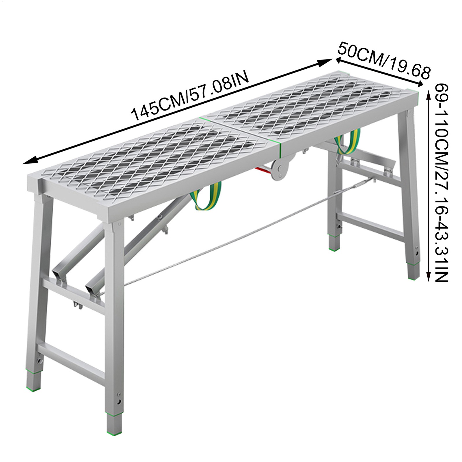 Height Adjustable Folding Non-slip Work Platform Bench Step Scaffolding - gallery