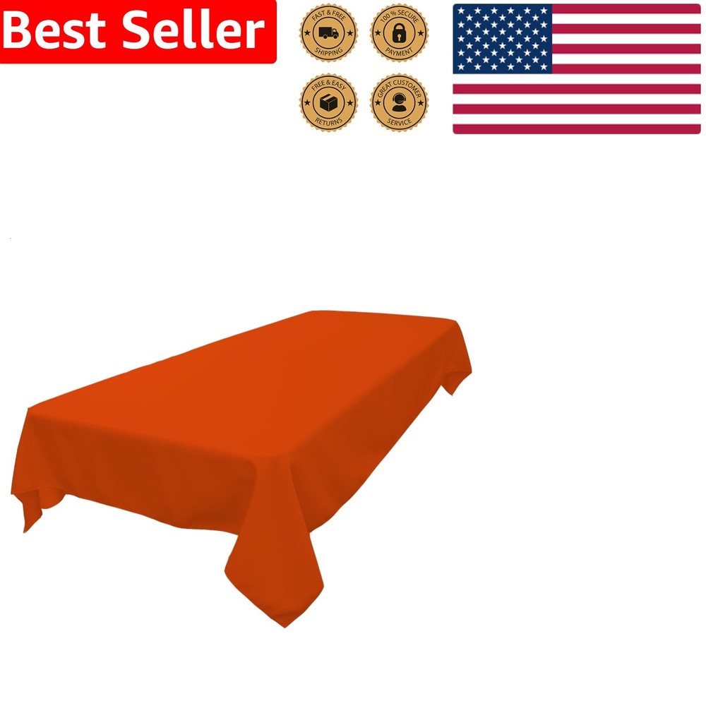 Washable Orange Rectangular Polyester Poplin Table Cover - Durable, Stain-Free