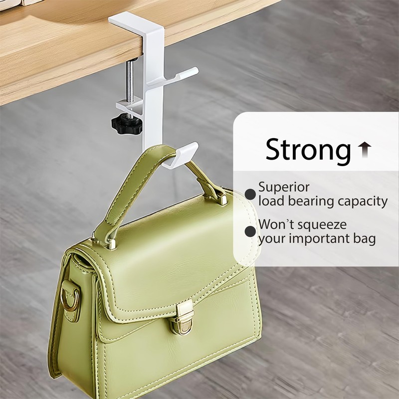 Adjustable Hook for L Shaped Gaming Desk, Under Desk with White gallery