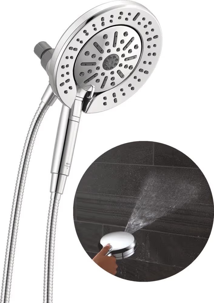 Delta 6-Setting In2ition 2-in-1 Dual Shower Head w/ProClean #75655 Chrome NEW gallery