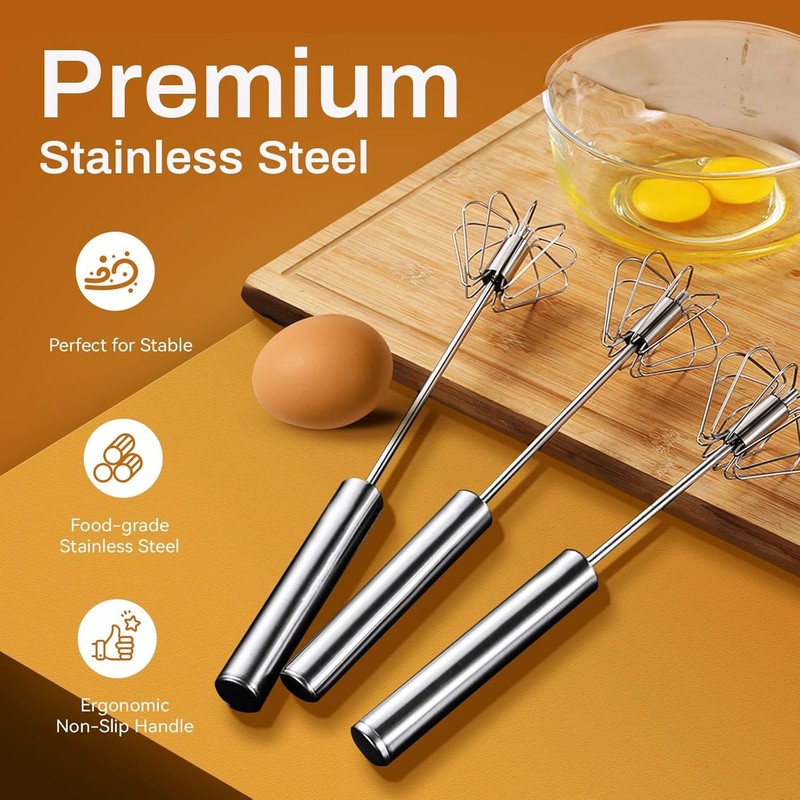Semi-Automatic Egg Whisk Hand Push Egg Beater Stainless Steel Blender Mixer Tool gallery