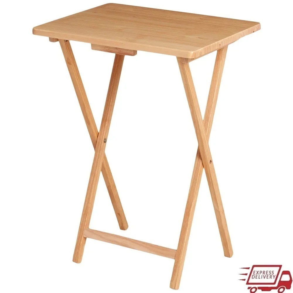No Assembly Required Folding TV Tray Table - Natural L 19 x W 15 x H 26 inch gallery