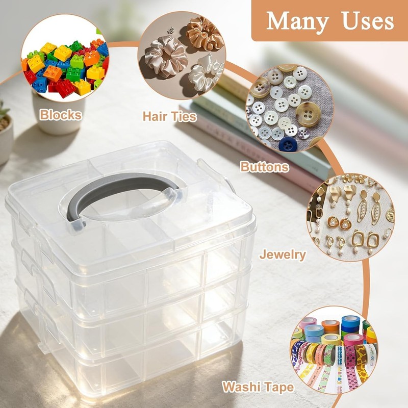 Effortless Organization with 3-Tier Transparent Compartment Box - 27 Sections gallery