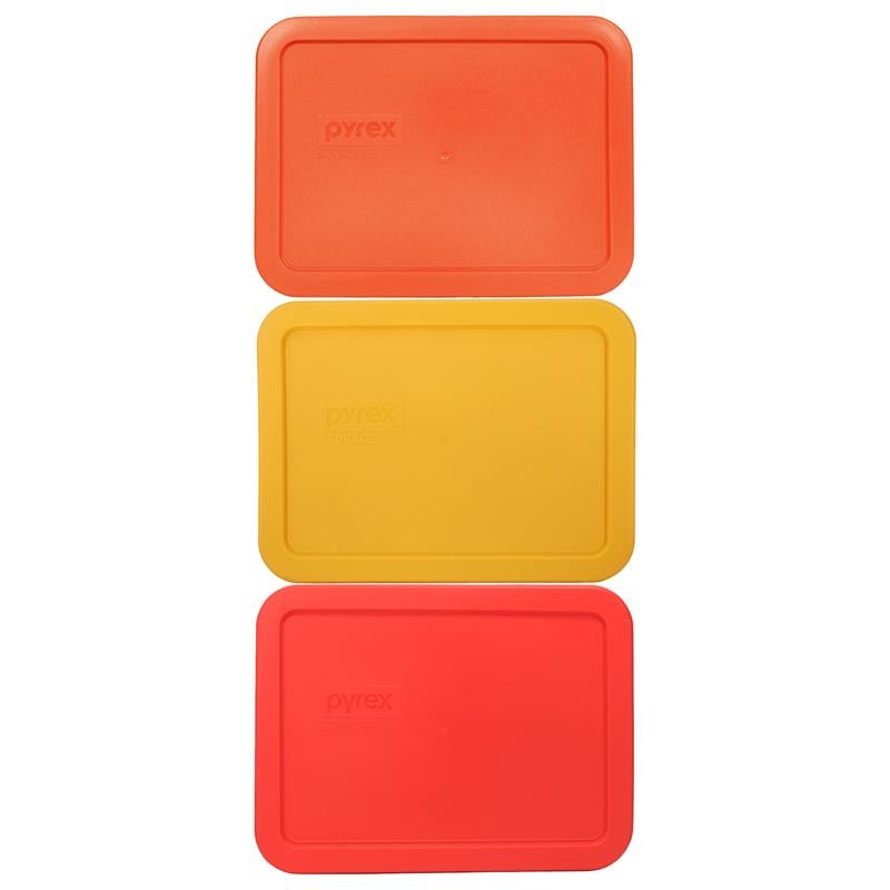 Pyrex 7210-PC 3-Cup Pumpkin Orange, Lemon Drop Yellow, and Red Food Storage Lids gallery