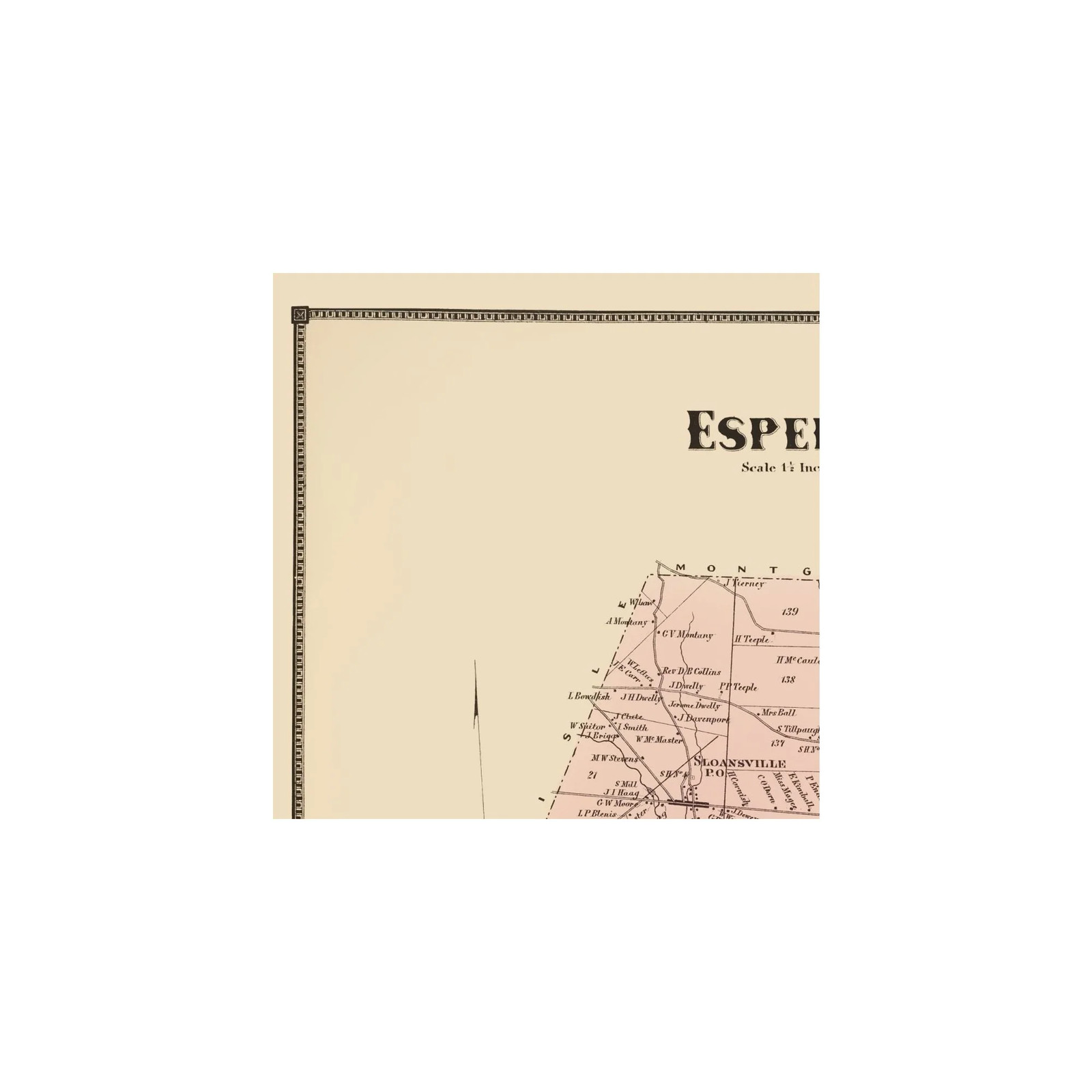 Historic City Map - Esperance New York - Stone 1866 - Vintage Wall Art gallery