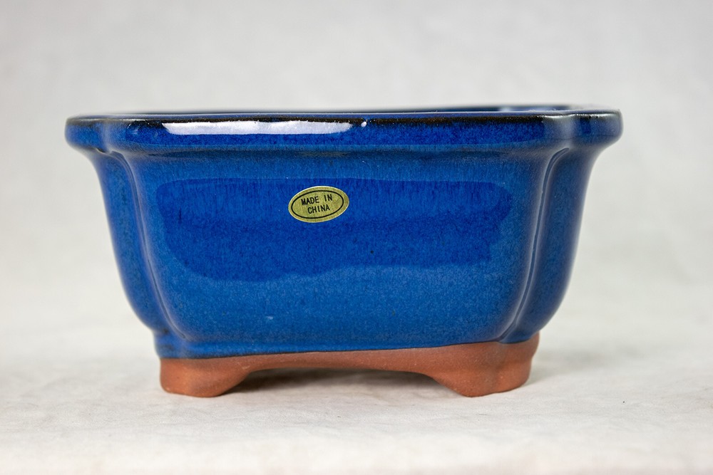 Rectangular Shohin Bonsai, Succulent Pot with Mesh - 6.25"x 5.25"x 3" Dark blue