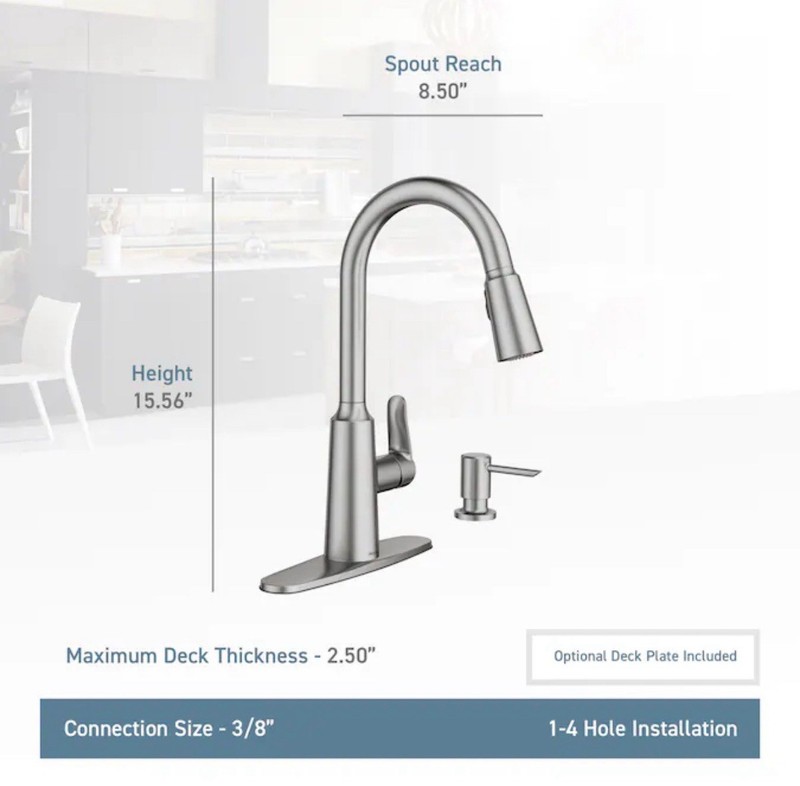 Moen Edwyn Matte Black Single Handle Pull-down Kitchen Faucet w/Sprayer Function gallery