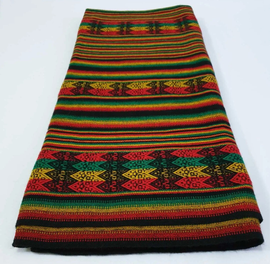 Peruvian Multicolor Fabric With designs- Tablecloth - Rug - Blanket 41x49in gallery