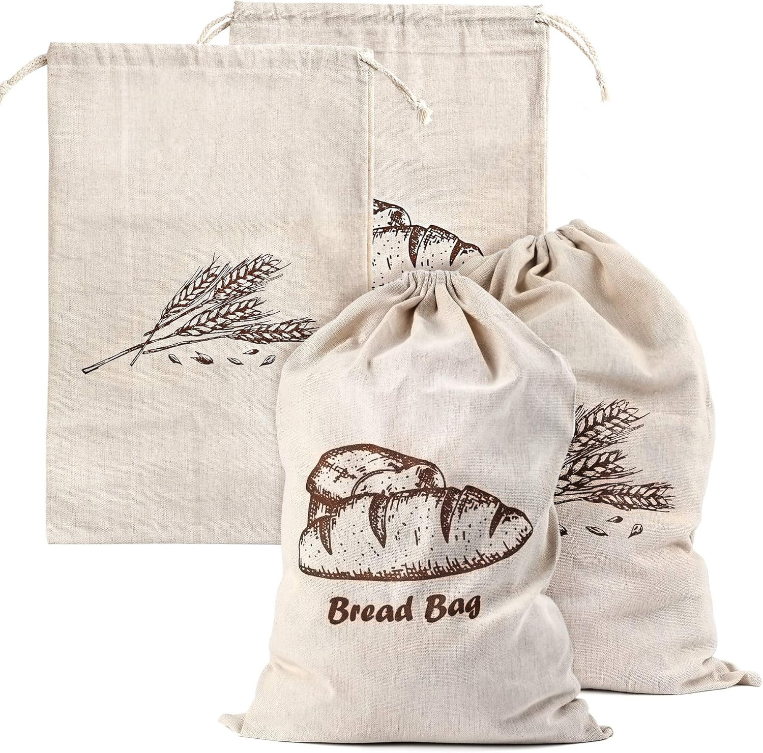 Linen Bread Bags for Homemade Bread Container, 4 Pcs 17.5 X11.5 Inches gallery
