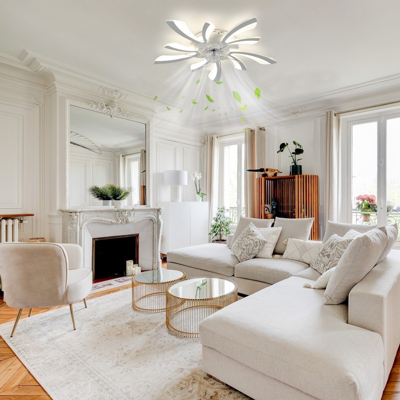 Flush Mount Bladeless Ceiling Fan Light, APP Remote Control, Dimmable withMemory gallery