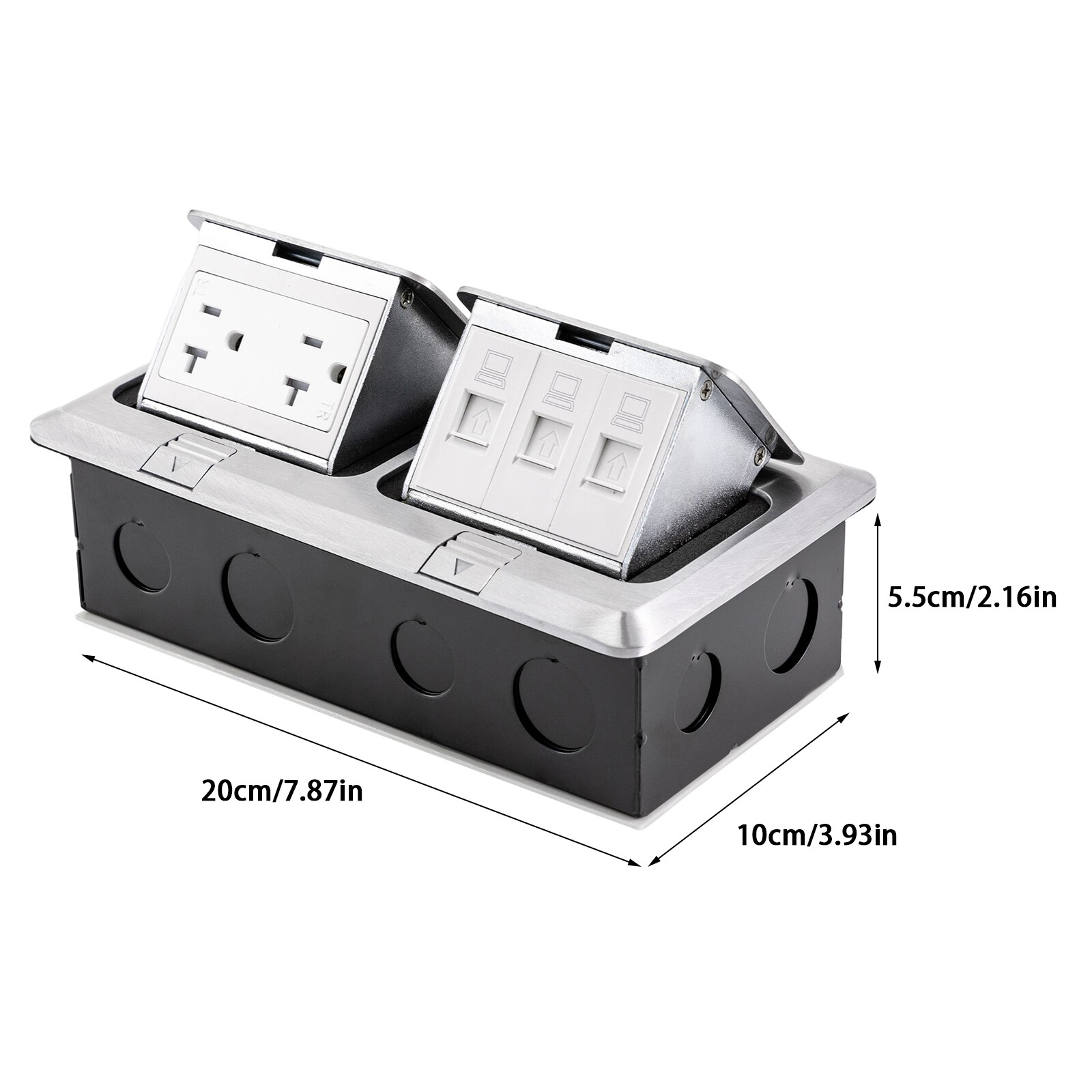 Dual Pop Up Floor Outlet 20A USB W/ Sockets Electrical Outlet Receptacle Silver gallery