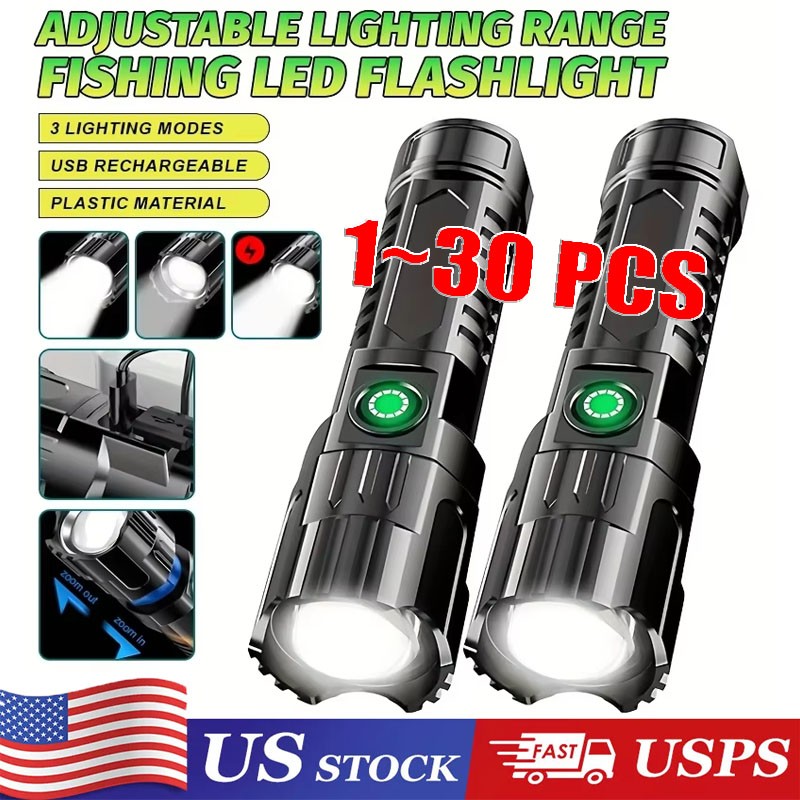 Mini Rechargeable LED Flashlight Tactical Police Super Bright Torch Zoomable Lot gallery