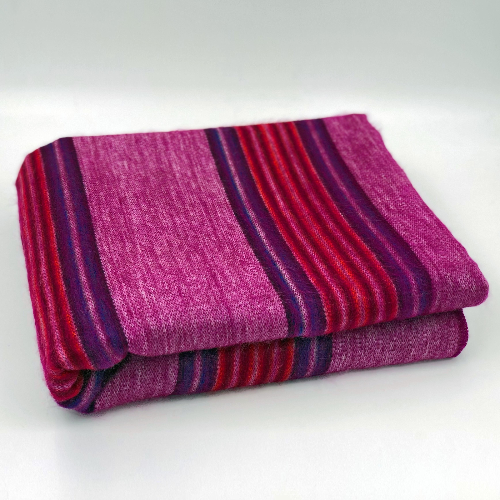 SOFT & WARM PURPLE FUCHSIA STRIPED ALPACA LLAMA WOOL BLANKET PLAID QUEEN gallery