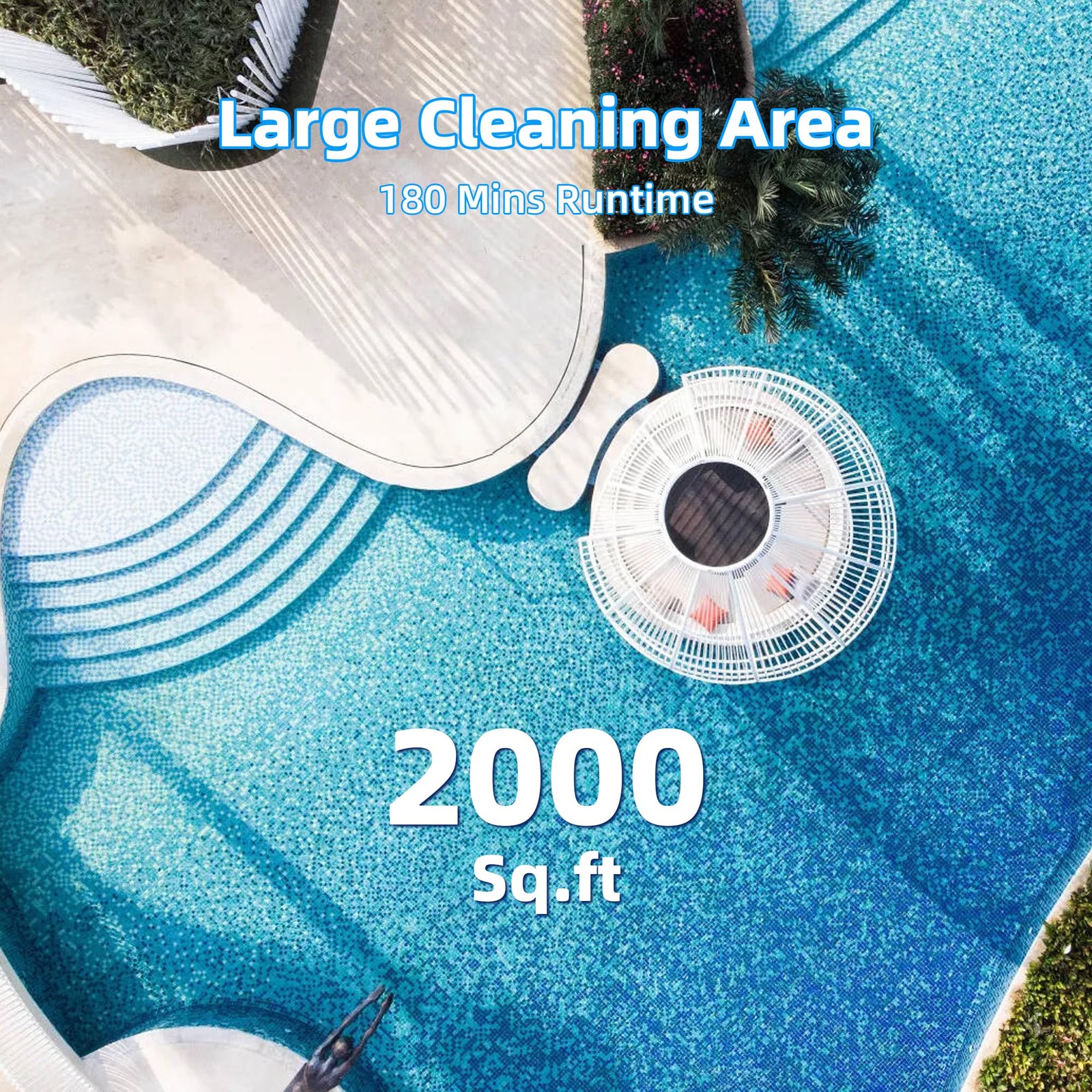 Cordless Robotic Pool Vacuum for Above Ground Pools, 180 Min Runtime, gallery
