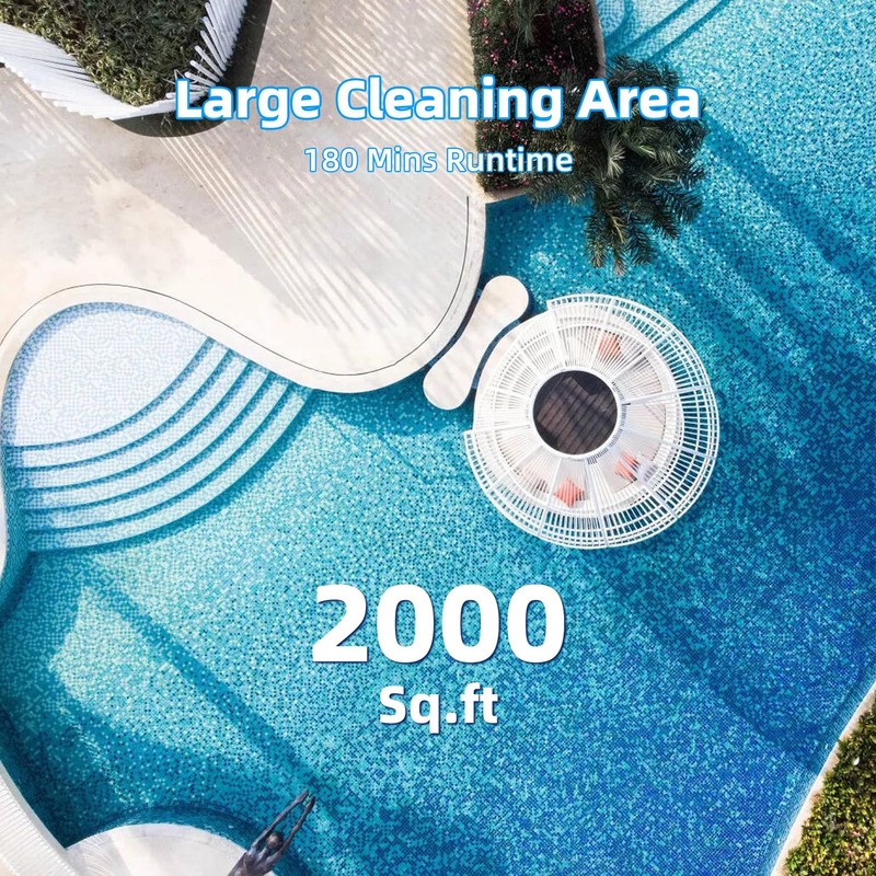 Cordless Robotic Pool Vacuum for Above Ground Pools, 180 Min Runtime, gallery