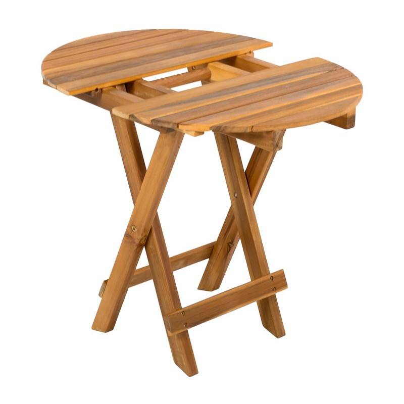 NO INSTALLATION REQUIRED, FOLDABLE ADJUSTABLE OUTDOOR ACACIA WOOD SIDE TABLE gallery
