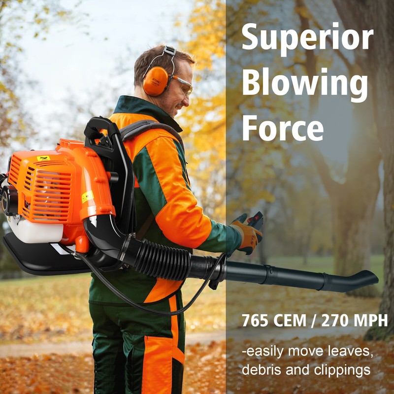 Backpack Leaf Blower Gas Powered Snow Blower 665CFM 43CC 2-Stroke 280MPH 3HP gallery