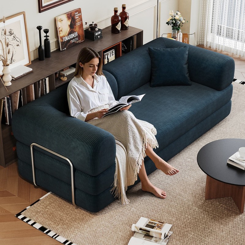 Corduroy Upholstered Modular Boneless Couch Convertible Sleeper Sofa Bed gallery