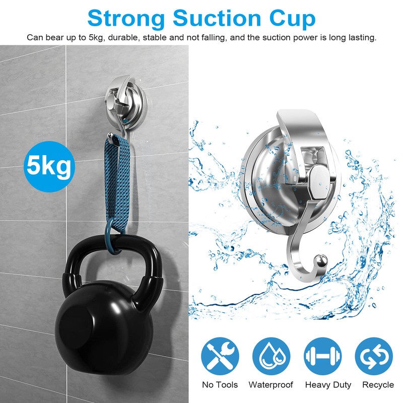 2Pcs Heavy Duty Suction Cup Hooks Wall Down Hanger Bathroom Door Garland Holder gallery