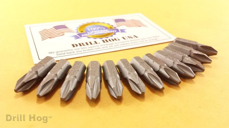 Drill Hog® #2 Phillips Insert Bit Screw 1/4" Hex #2 x 1" Lifetime Warranty 10 Pc gallery