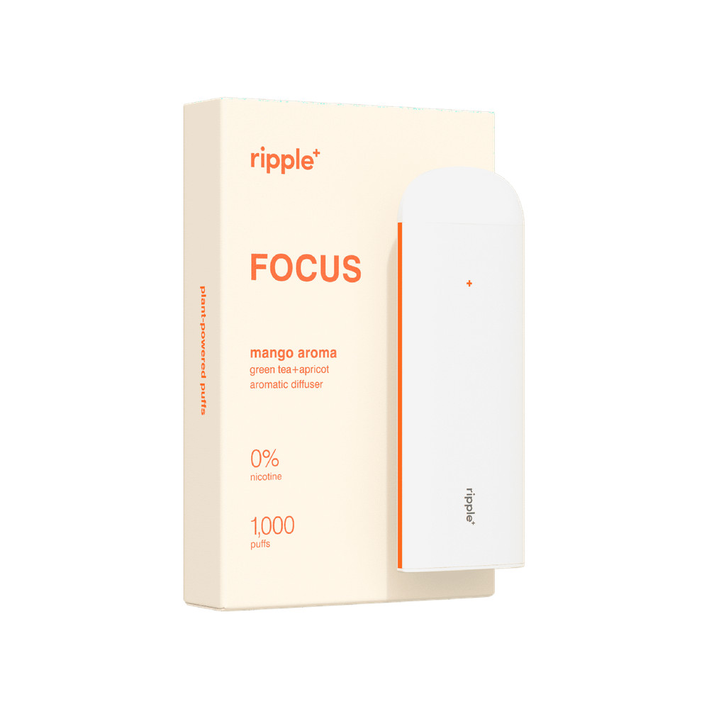 Ripple Mango 0% Nicotine Diffuser, Green Tea & Apricot Extracts, 1,000 Puffs